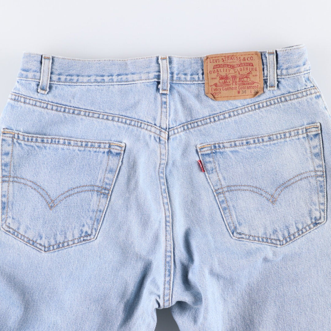 00'S Levi's 505 REGULAR FIT STRAIGHT LEG tapered denim pants for men, size w33 cotton Blue type light blue Vintage Second Hand