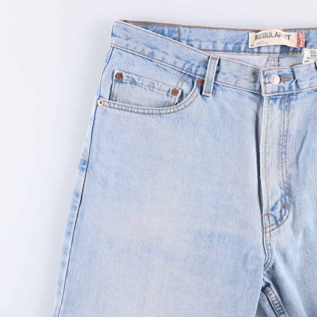 00'S Levi's 505 REGULAR FIT tapered denim pants for men, size w36 cotton Blue type light blue Vintage Second Hand