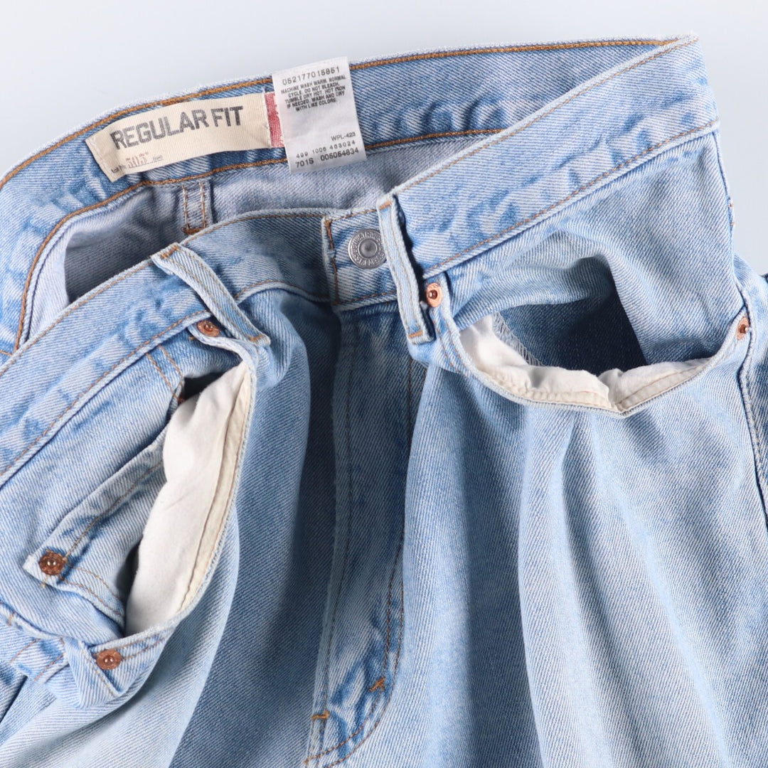 00'S Levi's 505 REGULAR FIT tapered denim pants for men, size w36 cotton Blue type light blue Vintage Second Hand