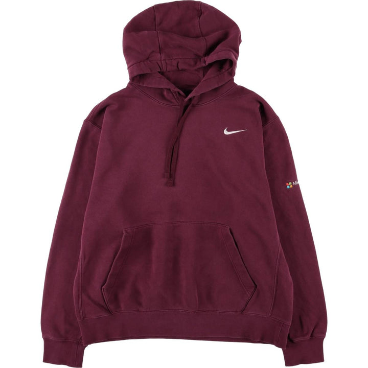 Nike Microsoft Advertising Pullover Hoodie, Men's Size L cotton burgundy type Vintage Second Hand