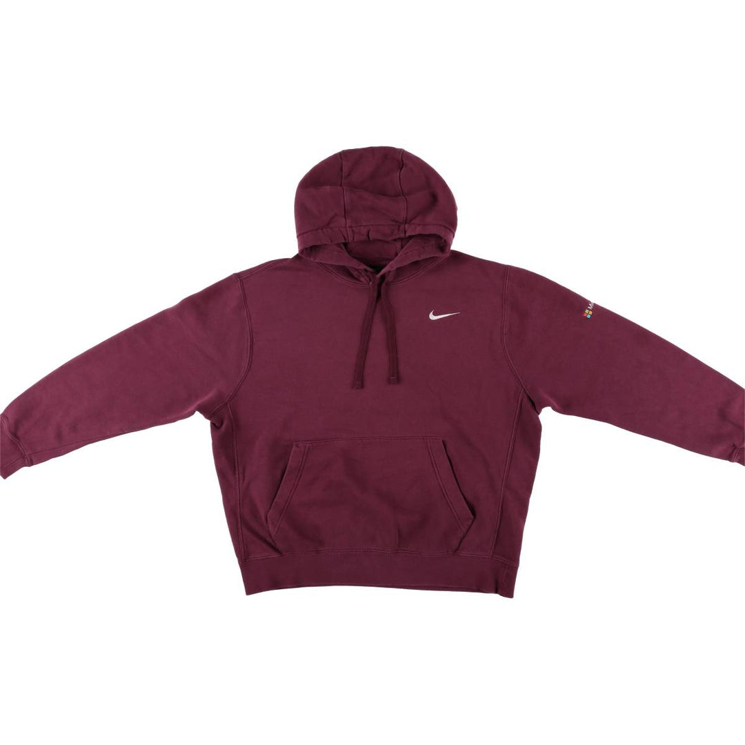 Nike Microsoft Advertising Pullover Hoodie, Men's Size L cotton burgundy type Vintage Second Hand