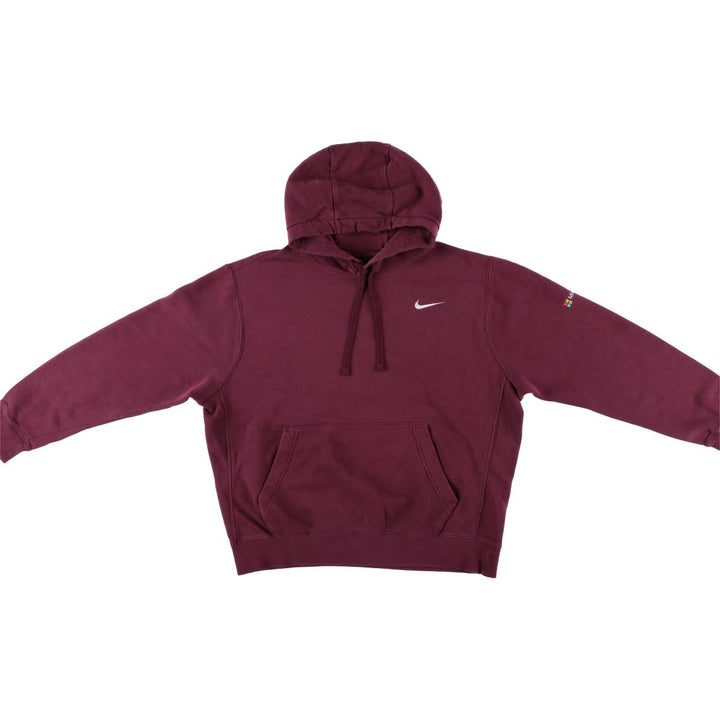Nike Microsoft Advertising Pullover Hoodie, Men's Size L cotton burgundy type Vintage Second Hand