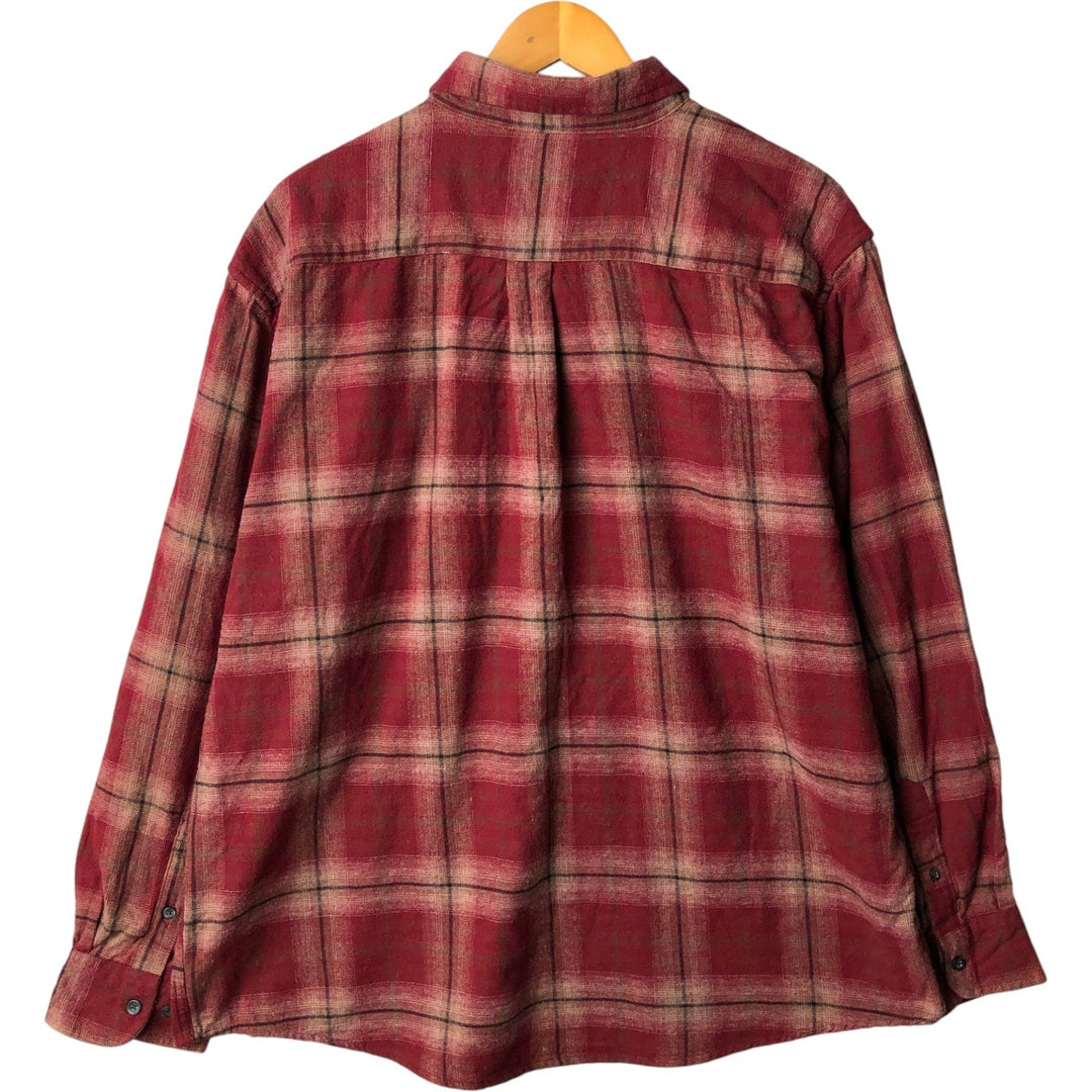 PENMANS Ombre Check Long Sleeve Button-Down Light Flannel Shirt, Men's XL cotton red type Vintage Second Hand