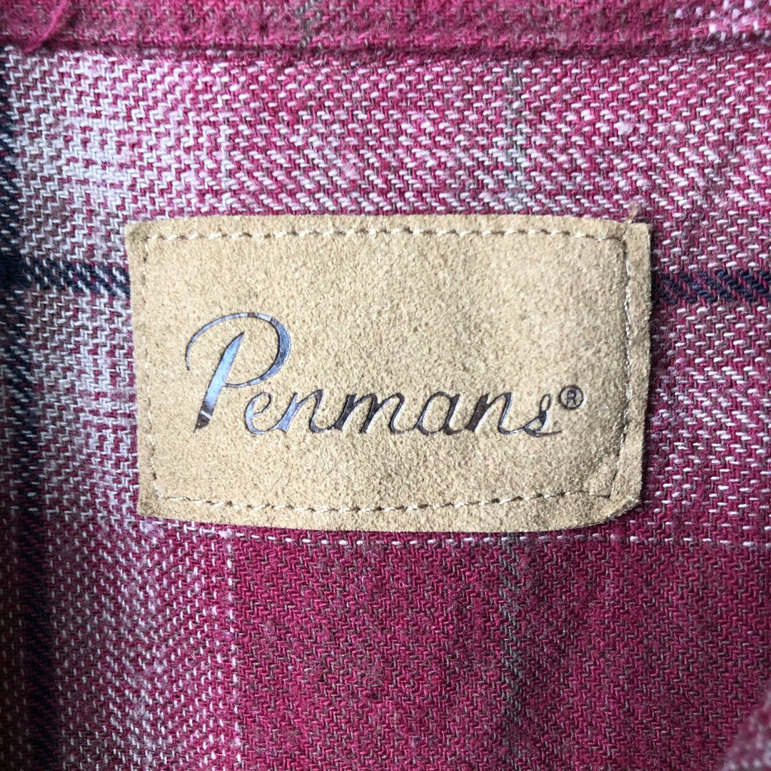 PENMANS Ombre Check Long Sleeve Button-Down Light Flannel Shirt, Men's XL cotton red type Vintage Second Hand
