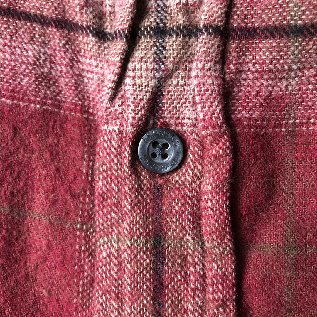 PENMANS Ombre Check Long Sleeve Button-Down Light Flannel Shirt, Men's XL cotton red type Vintage Second Hand