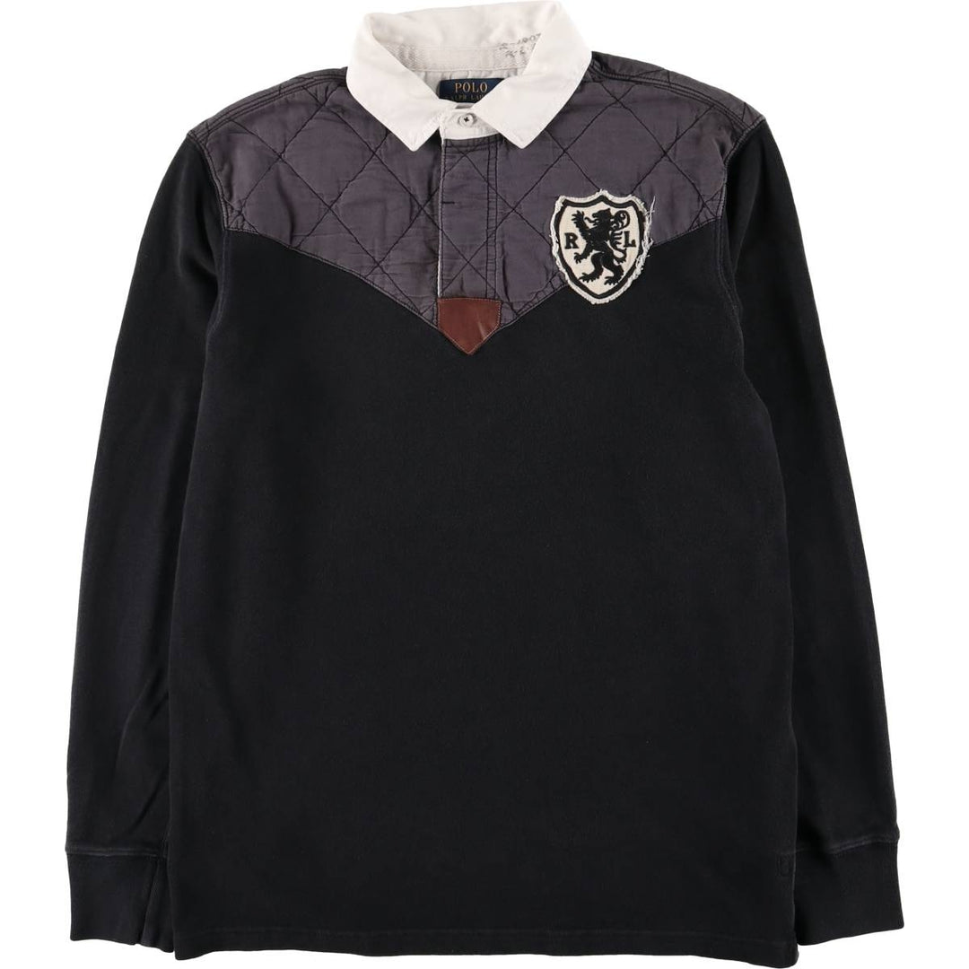 Ralph Lauren POLO RALPH LAUREN CUSTOM FIT long-sleeved rugby shirt, men's size M cotton Charcoal Vintage Second Hand