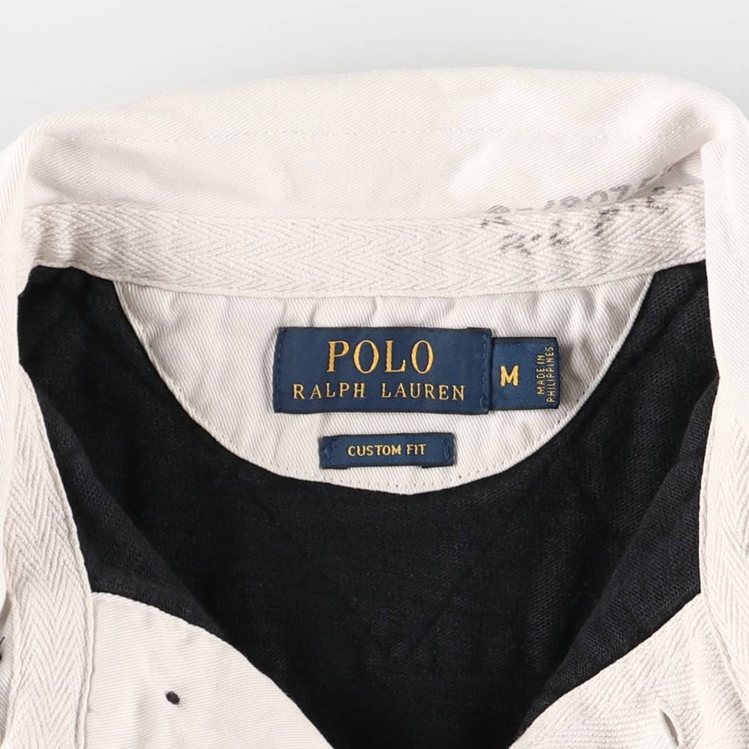 Ralph Lauren POLO RALPH LAUREN CUSTOM FIT long-sleeved rugby shirt, men's size M cotton Charcoal Vintage Second Hand