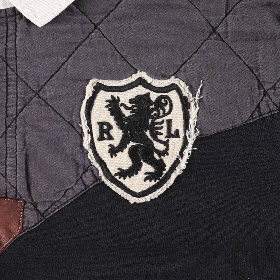Ralph Lauren POLO RALPH LAUREN CUSTOM FIT long-sleeved rugby shirt, men's size M cotton Charcoal Vintage Second Hand