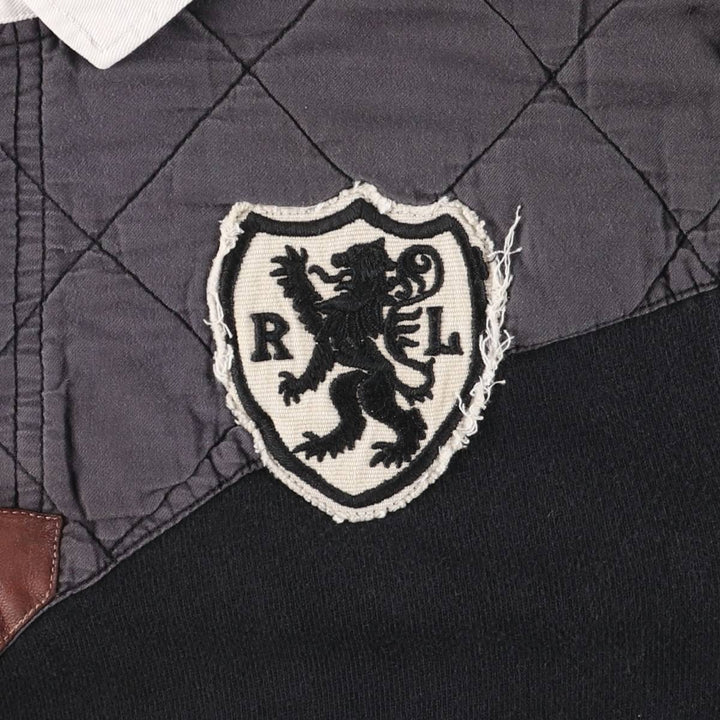 Ralph Lauren POLO RALPH LAUREN CUSTOM FIT long-sleeved rugby shirt, men's size M cotton Charcoal Vintage Second Hand