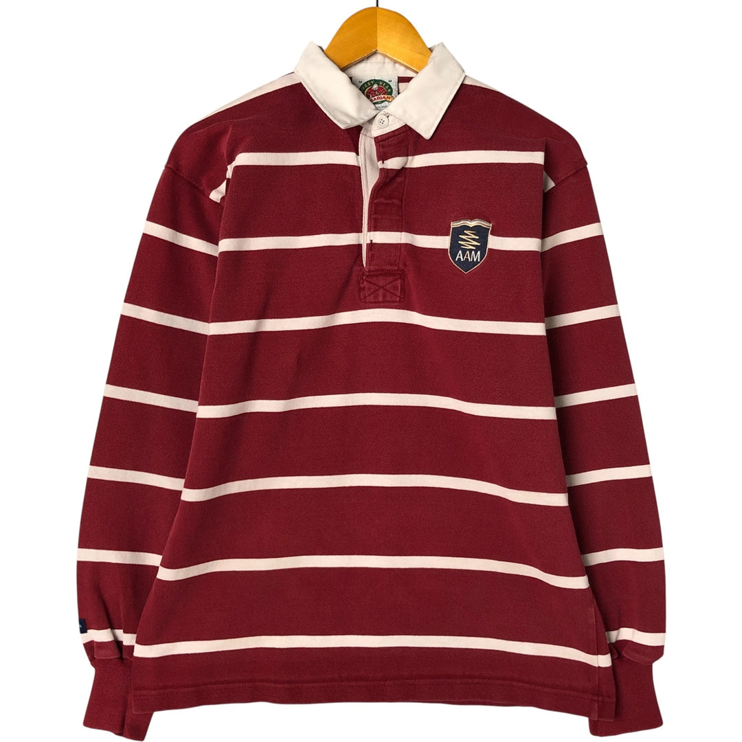 90s-00'S Vintage BARBARIAN Striped Long Sleeve Rugby Shirt, Made in Canada, Men's Size M cotton burgundy type Vintage Second Hand