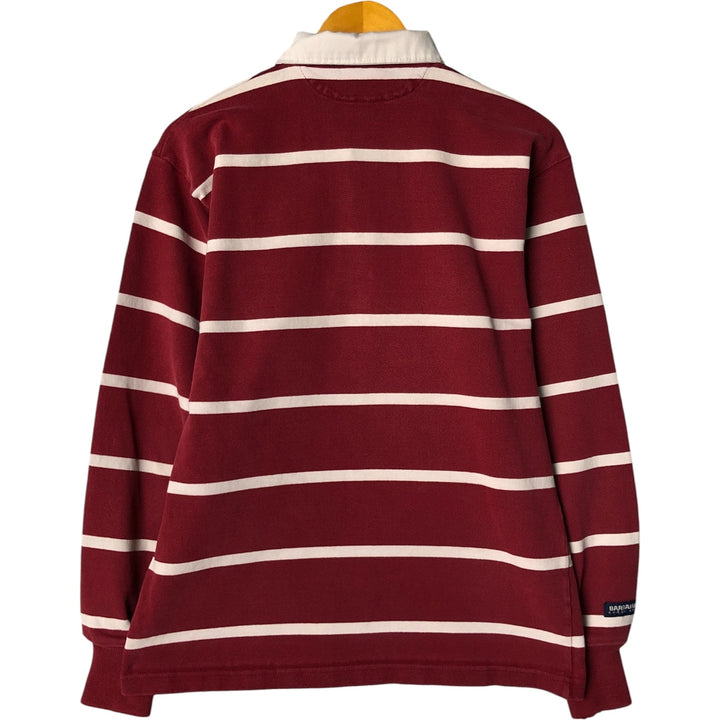 90s-00'S Vintage BARBARIAN Striped Long Sleeve Rugby Shirt, Made in Canada, Men's Size M cotton burgundy type Vintage Second Hand