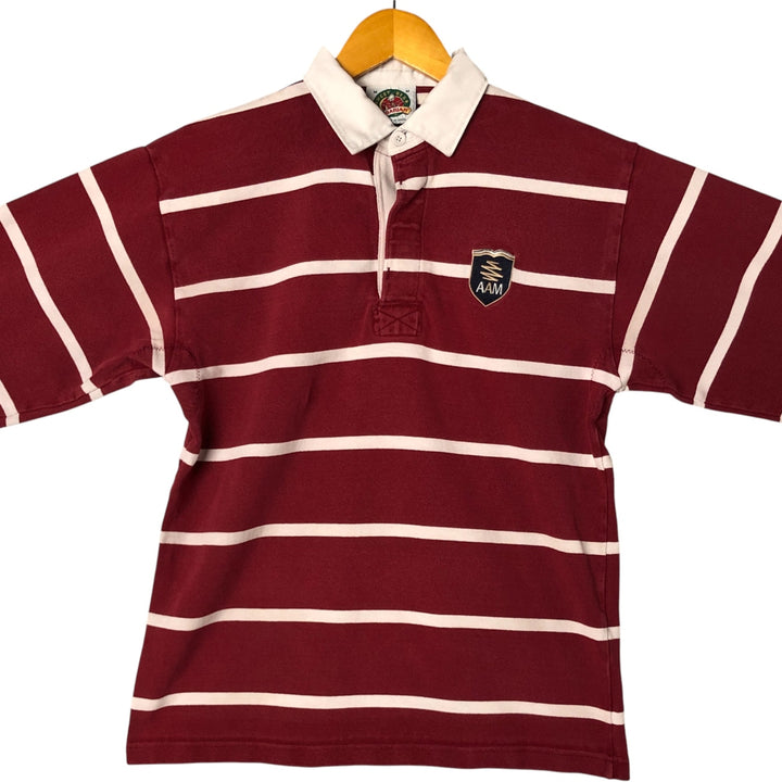 90s-00'S Vintage BARBARIAN Striped Long Sleeve Rugby Shirt, Made in Canada, Men's Size M cotton burgundy type Vintage Second Hand