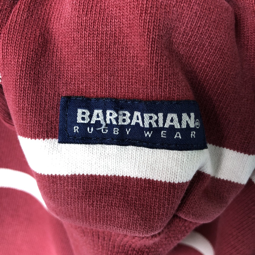 90s-00'S Vintage BARBARIAN Striped Long Sleeve Rugby Shirt, Made in Canada, Men's Size M cotton burgundy type Vintage Second Hand