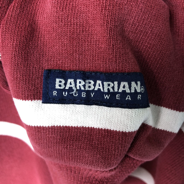 90s-00'S Vintage BARBARIAN Striped Long Sleeve Rugby Shirt, Made in Canada, Men's Size M cotton burgundy type Vintage Second Hand