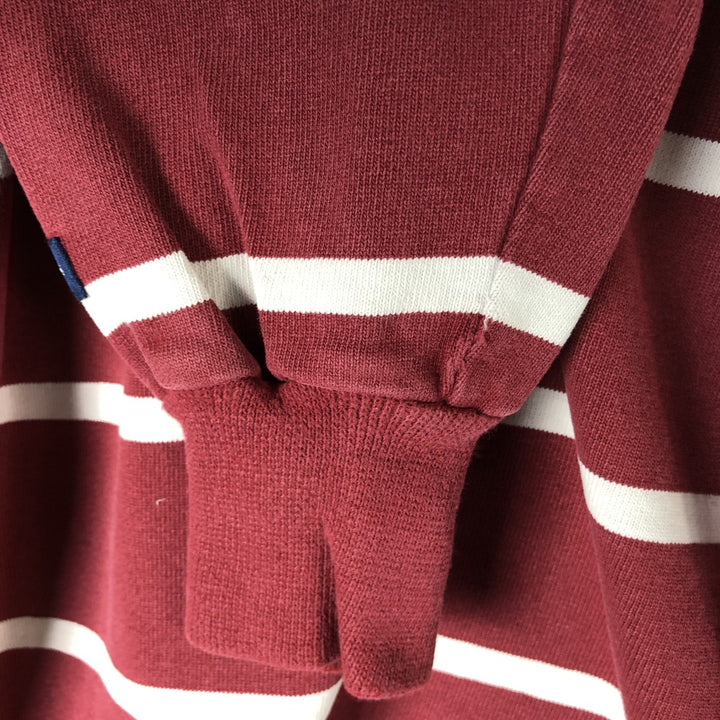 90s-00'S Vintage BARBARIAN Striped Long Sleeve Rugby Shirt, Made in Canada, Men's Size M cotton burgundy type Vintage Second Hand