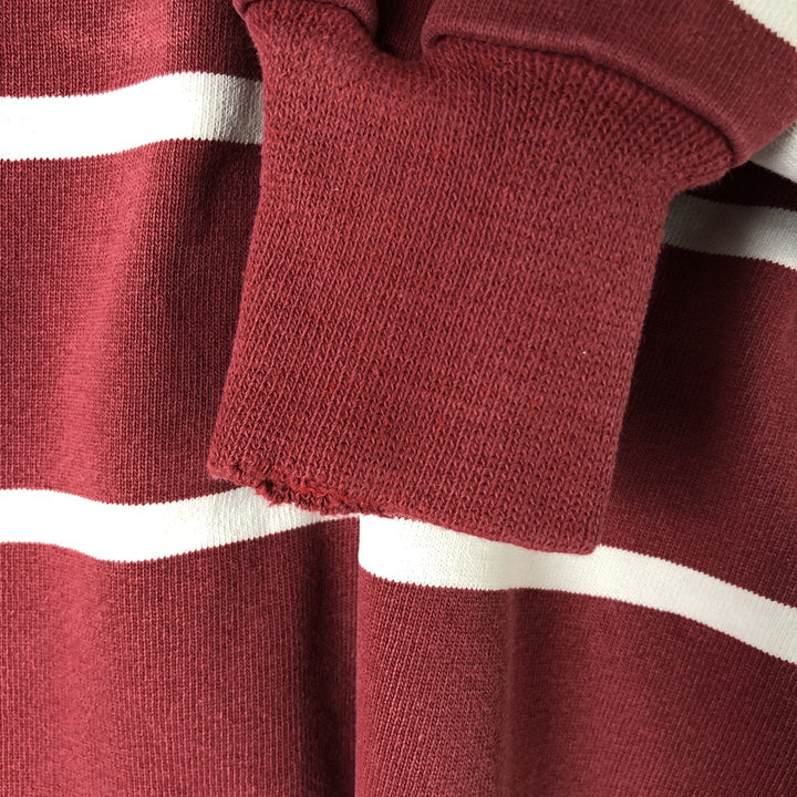 90s-00'S Vintage BARBARIAN Striped Long Sleeve Rugby Shirt, Made in Canada, Men's Size M cotton burgundy type Vintage Second Hand
