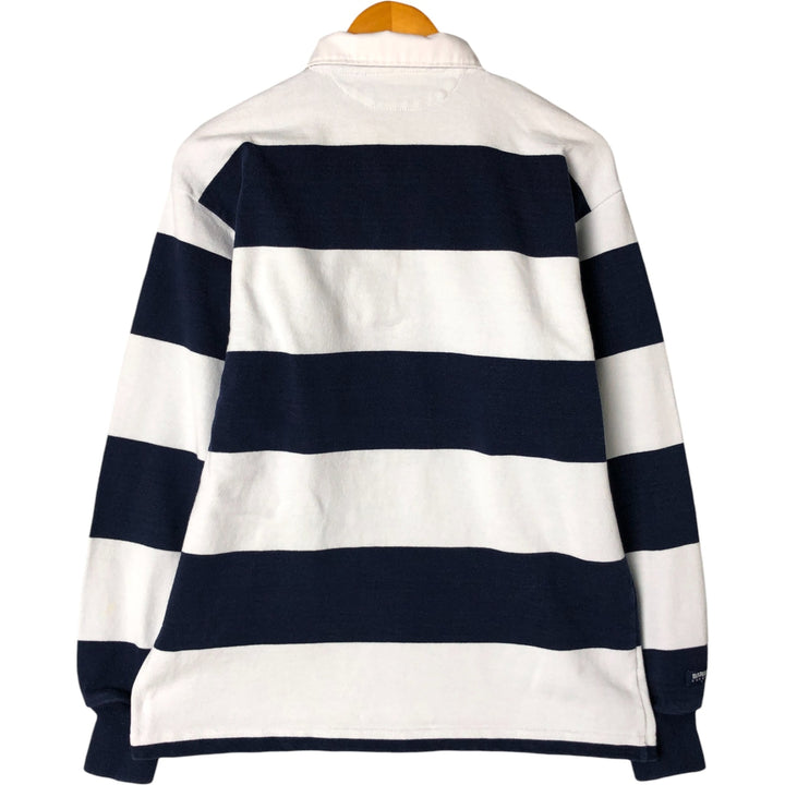 90s-00'S Vintage BARBARIAN Striped Long Sleeve Rugby Shirt, Made in Canada, Men's Size M cotton Blue type light blue Vintage Second Hand