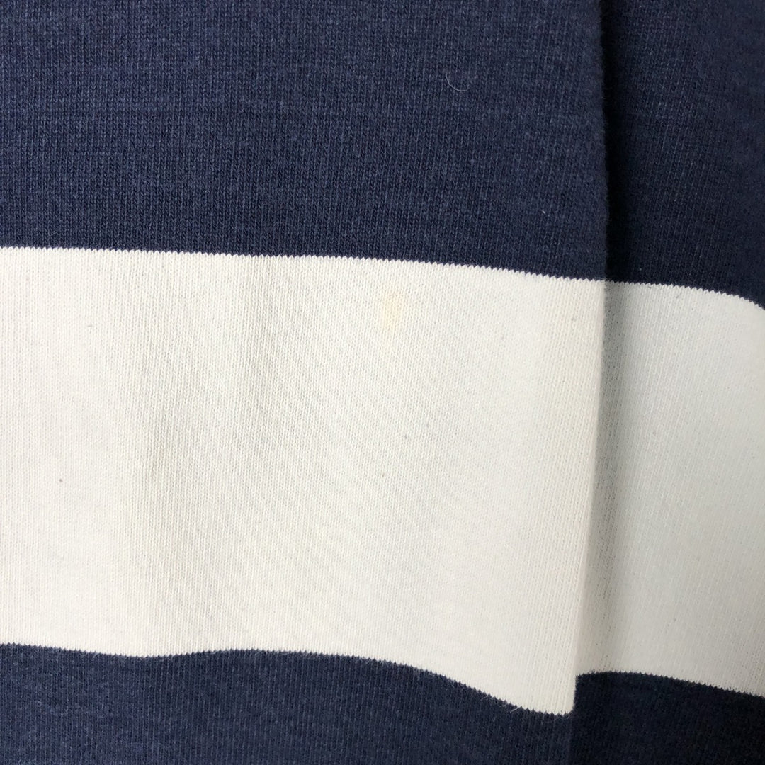 90s-00'S Vintage BARBARIAN Striped Long Sleeve Rugby Shirt, Made in Canada, Men's Size M cotton Blue type light blue Vintage Second Hand