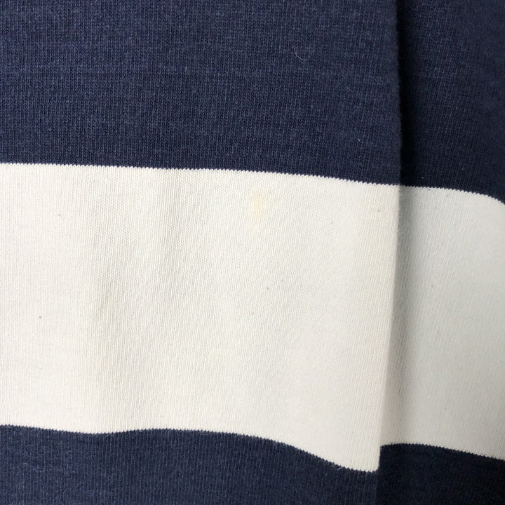 90s-00'S Vintage BARBARIAN Striped Long Sleeve Rugby Shirt, Made in Canada, Men's Size M cotton Blue type light blue Vintage Second Hand