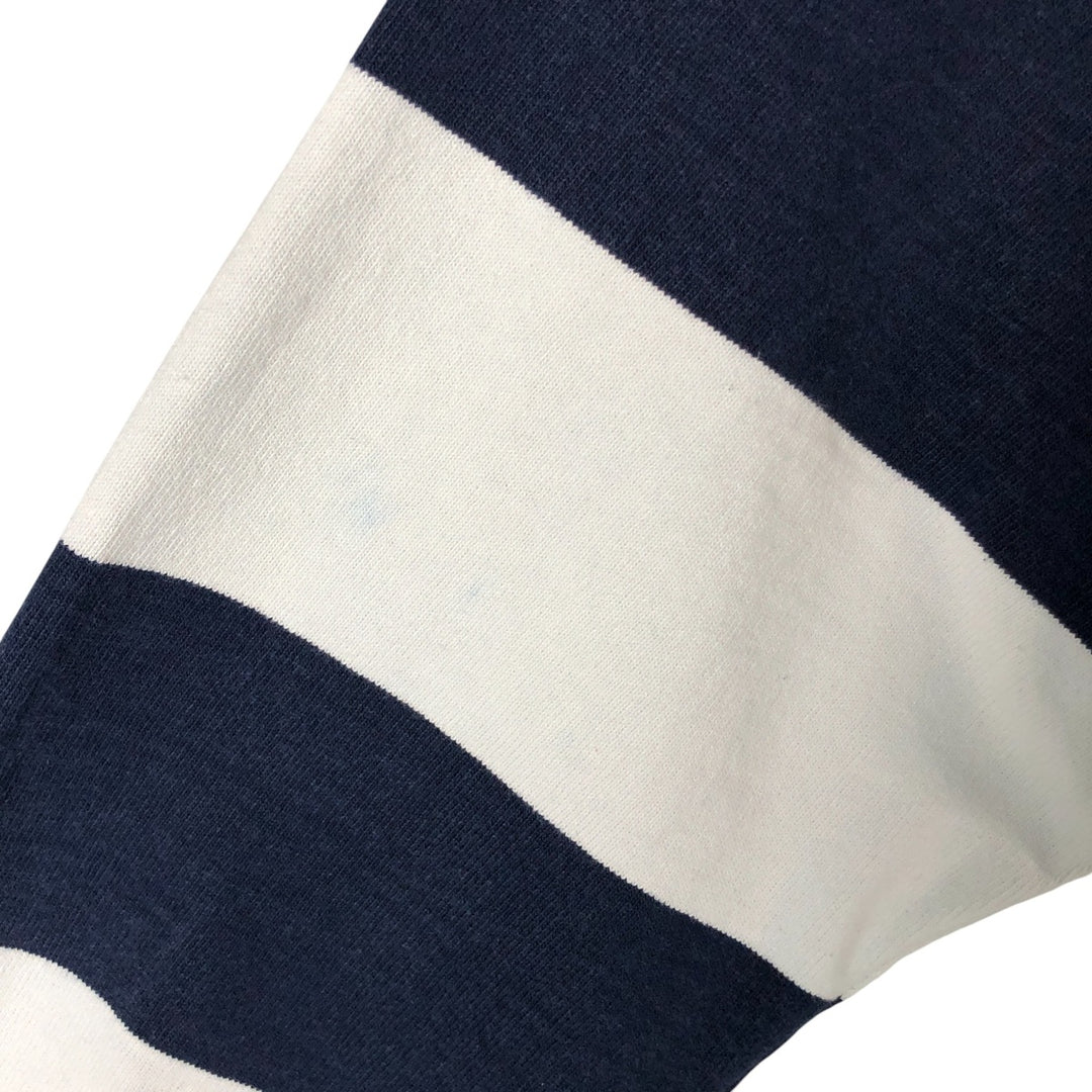 90s-00'S Vintage BARBARIAN Striped Long Sleeve Rugby Shirt, Made in Canada, Men's Size M cotton Blue type light blue Vintage Second Hand
