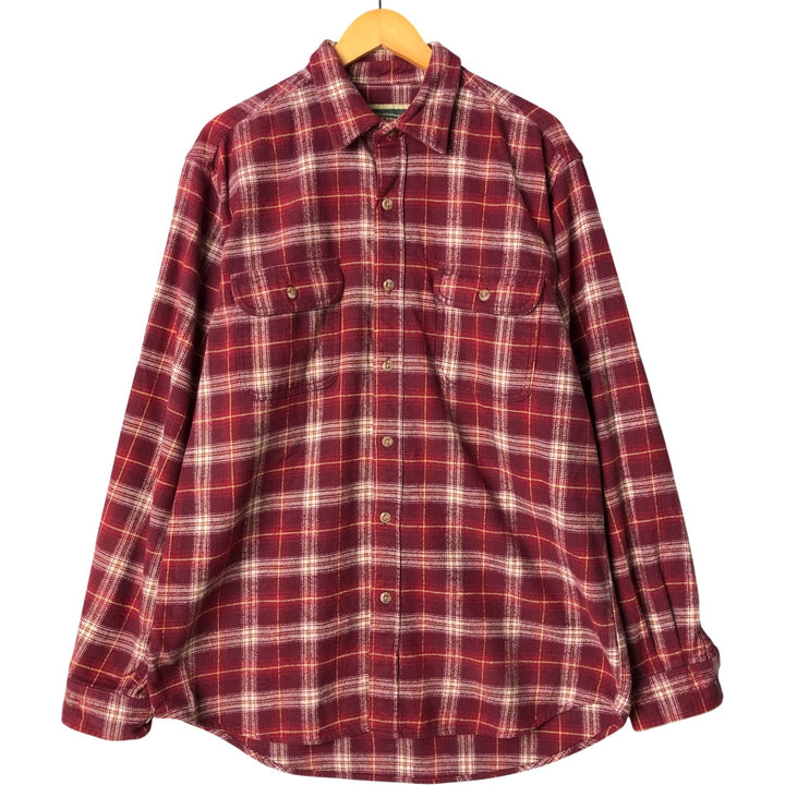 FIELD and STREAM Long Sleeve Heavy Flannel Check Shirt, Men's Size L unclear wine-red Vintage Second Hand
