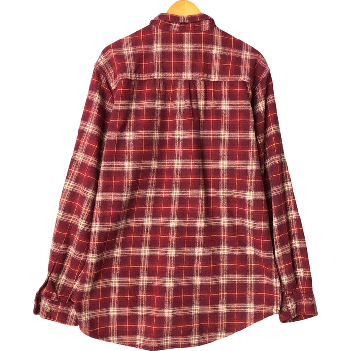 FIELD and STREAM Long Sleeve Heavy Flannel Check Shirt, Men's Size L unclear wine-red Vintage Second Hand
