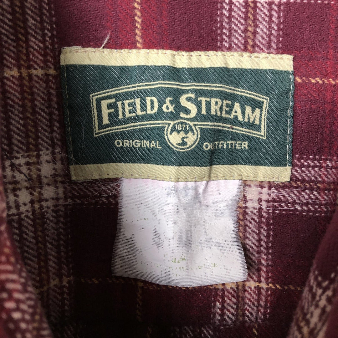 FIELD and STREAM Long Sleeve Heavy Flannel Check Shirt, Men's Size L unclear wine-red Vintage Second Hand