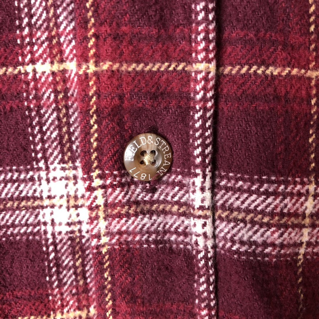 FIELD and STREAM Long Sleeve Heavy Flannel Check Shirt, Men's Size L unclear wine-red Vintage Second Hand