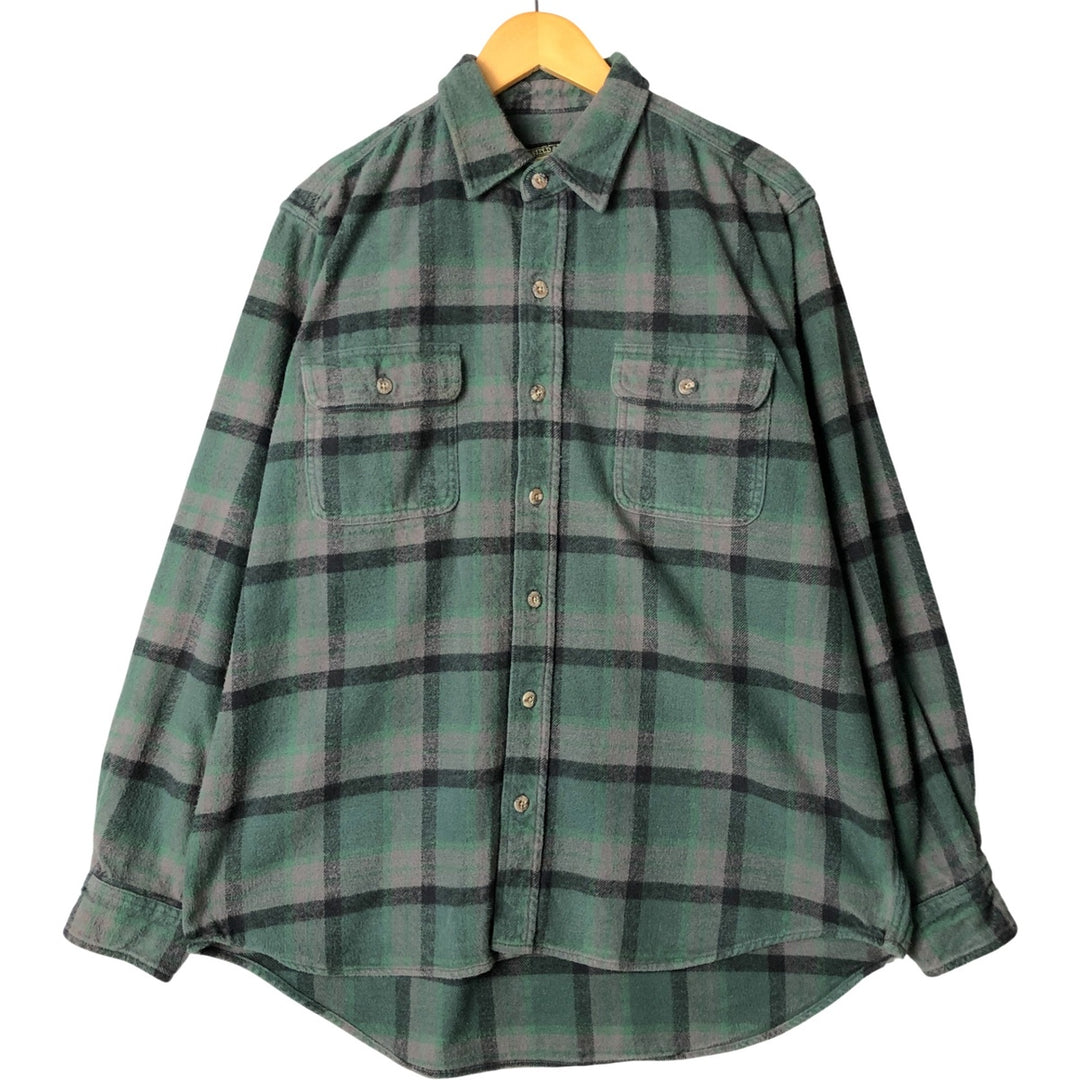 FIELD and STREAM Long Sleeve Heavy Flannel Check Shirt, Men's Size XL cotton green type Vintage Second Hand