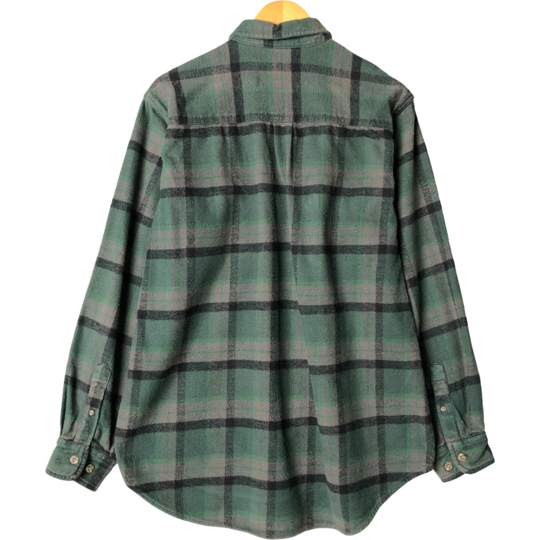 FIELD and STREAM Long Sleeve Heavy Flannel Check Shirt, Men's Size XL cotton green type Vintage Second Hand