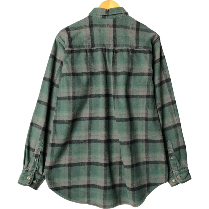 FIELD and STREAM Long Sleeve Heavy Flannel Check Shirt, Men's Size XL cotton green type Vintage Second Hand