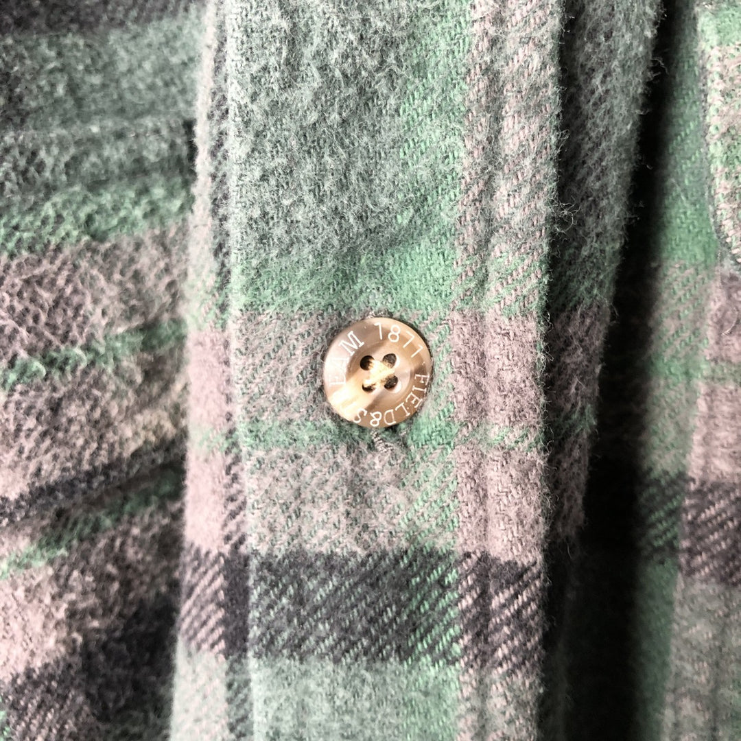 FIELD and STREAM Long Sleeve Heavy Flannel Check Shirt, Men's Size XL cotton green type Vintage Second Hand