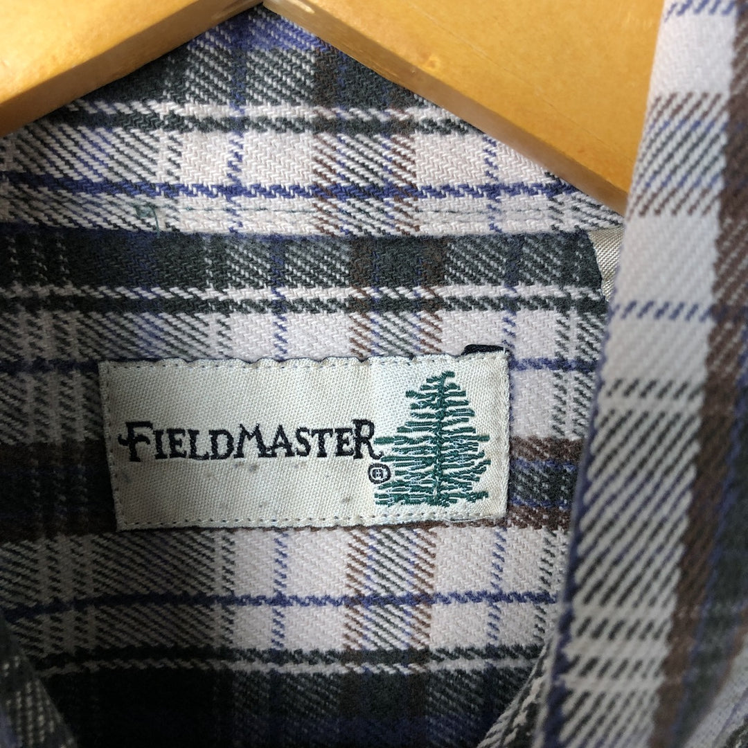 Field Master Long Sleeve Flannel Check Shirt, Men's Size Medium cotton Beige type Vintage Second Hand