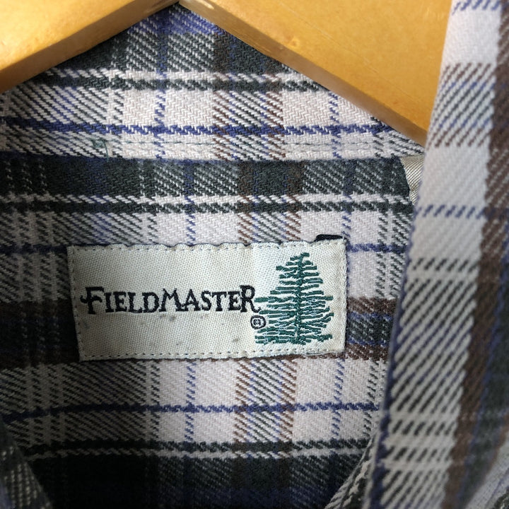 Field Master Long Sleeve Flannel Check Shirt, Men's Size Medium cotton Beige type Vintage Second Hand