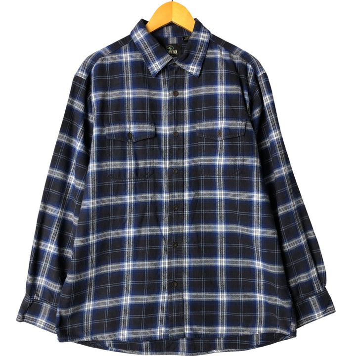 90'S - Red Head Vintage Lightflannel Check Shirt, Men's Size L cotton navy blue type Vintage Second Hand