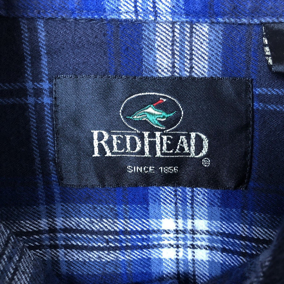 90'S - Red Head Vintage Lightflannel Check Shirt, Men's Size L cotton navy blue type Vintage Second Hand