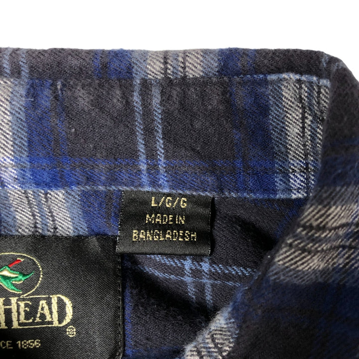 90'S - Red Head Vintage Lightflannel Check Shirt, Men's Size L cotton navy blue type Vintage Second Hand