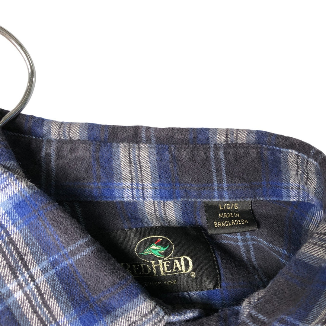 90'S - Red Head Vintage Lightflannel Check Shirt, Men's Size L cotton navy blue type Vintage Second Hand