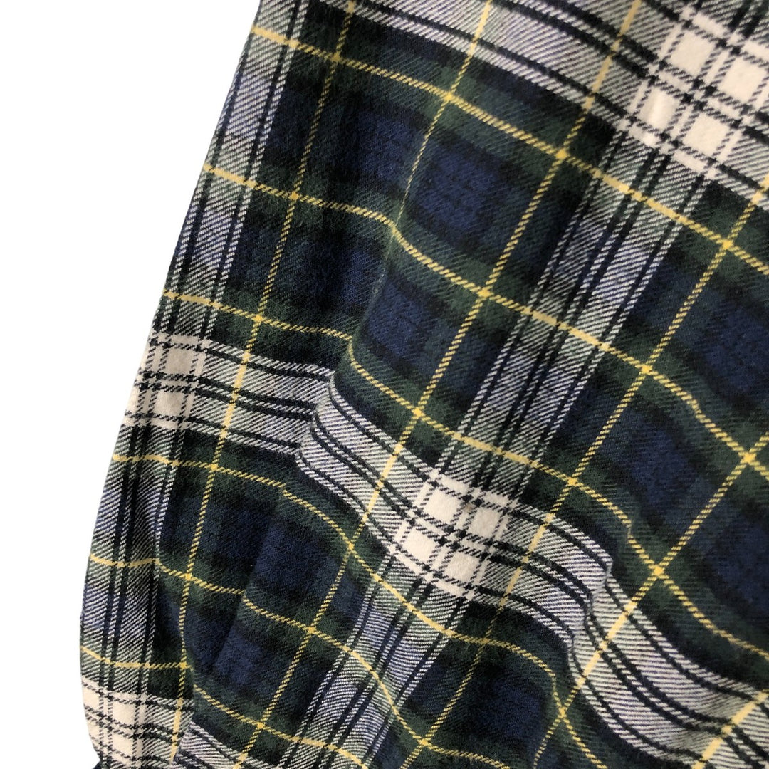 Eddie Bauer Long Sleeve Button Down Flannel Check Shirt, Men's Size L cotton navy blue type Vintage Second Hand