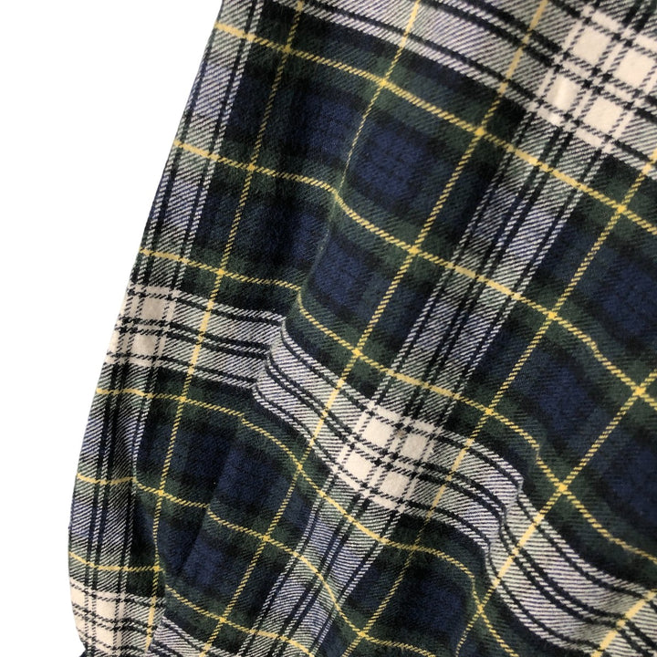 Eddie Bauer Long Sleeve Button Down Flannel Check Shirt, Men's Size L cotton navy blue type Vintage Second Hand