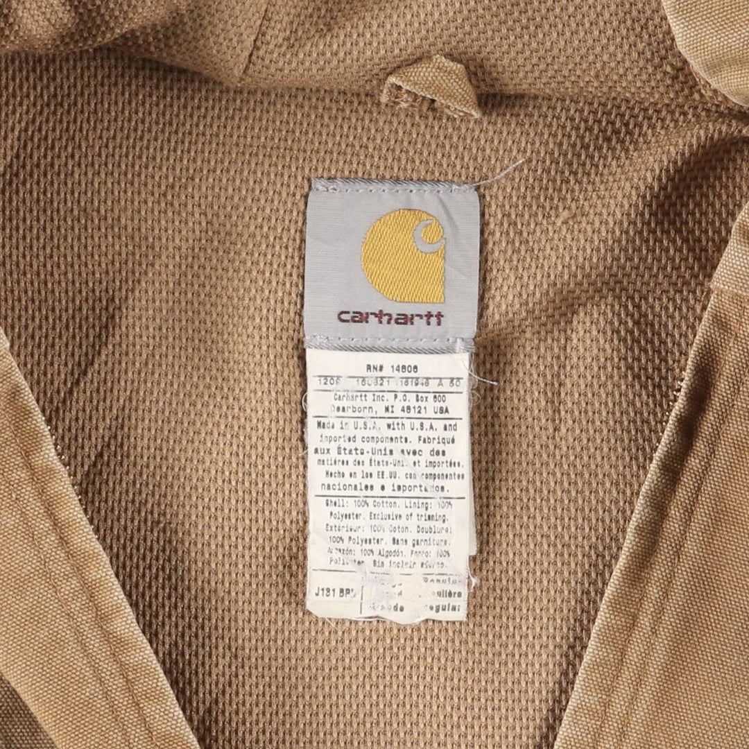 00'S Carhartt Active Jacket Duck Full Zip Parka Made in USA Men's XL cotton ocher yellow type Vintage Second Hand