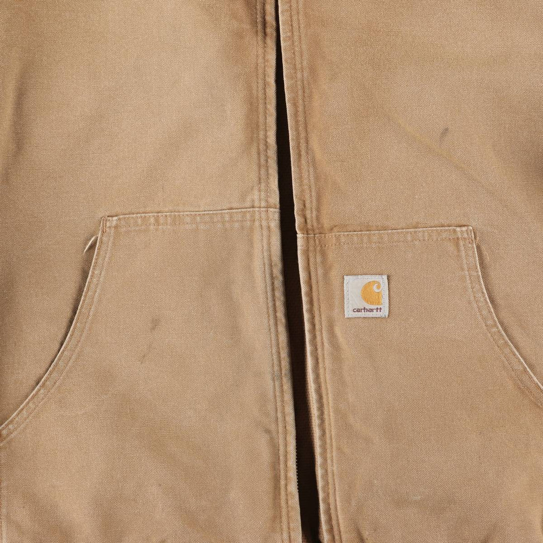 00'S Carhartt Active Jacket Duck Full Zip Parka Made in USA Men's XL cotton ocher yellow type Vintage Second Hand