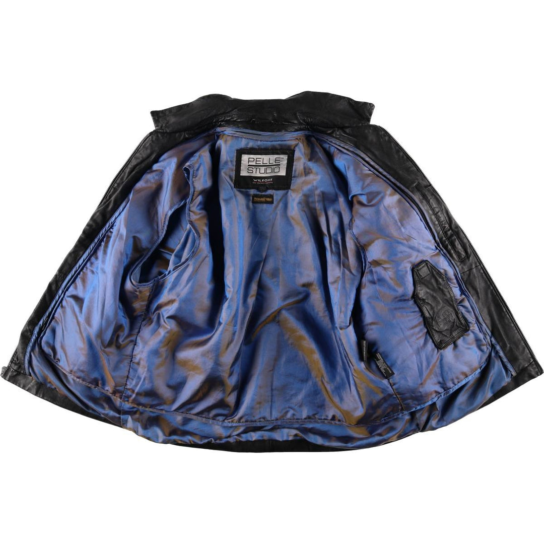 Wilsons Leather PELLE STUDIO Swing Top Padded Leather Blouson, Men's Size L genuine leather black type Vintage Second Hand