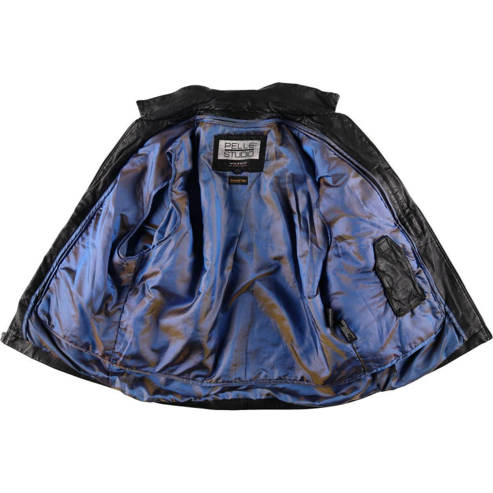 Wilsons Leather PELLE STUDIO Swing Top Padded Leather Blouson, Men's Size L genuine leather black type Vintage Second Hand