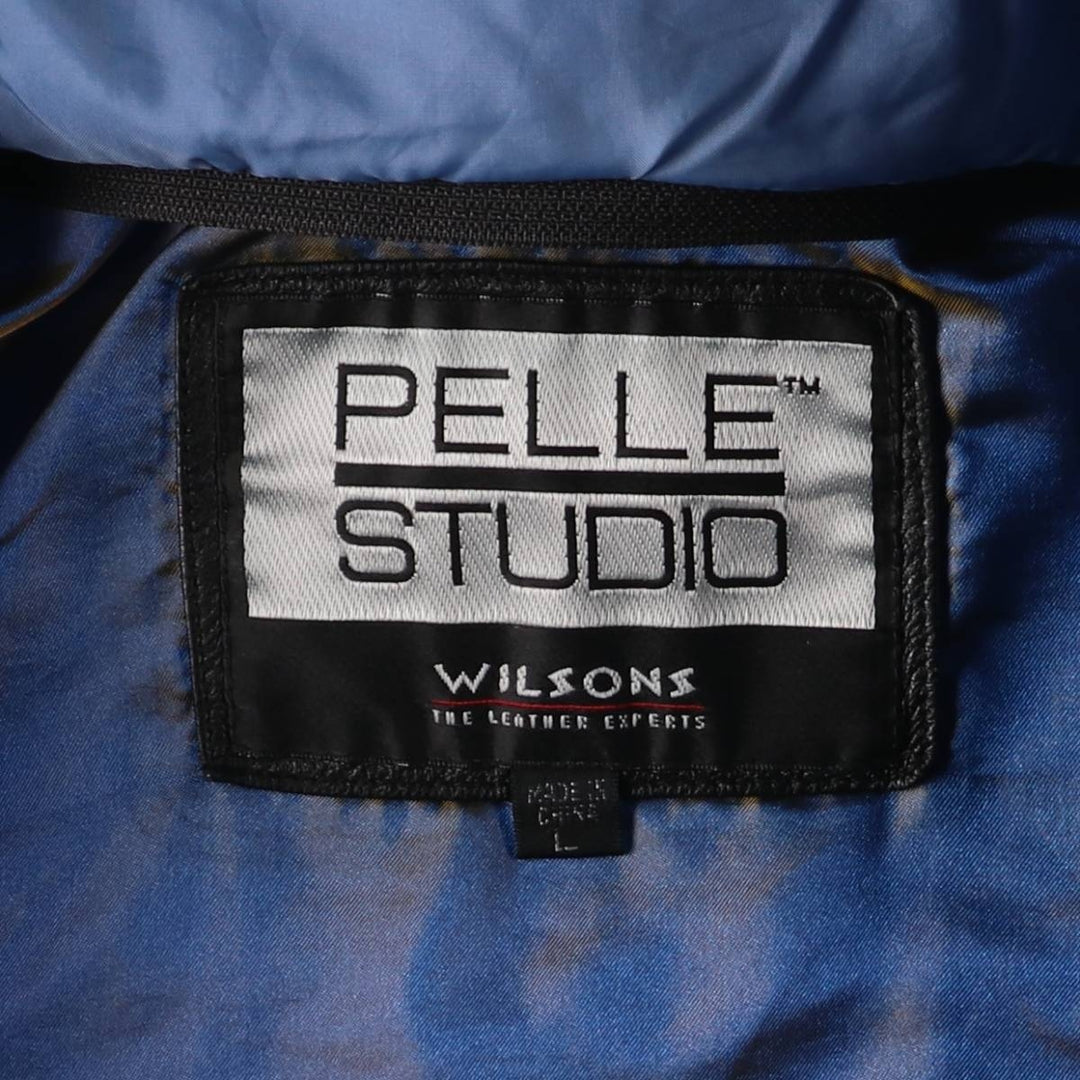 Wilsons Leather PELLE STUDIO Swing Top Padded Leather Blouson, Men's Size L genuine leather black type Vintage Second Hand