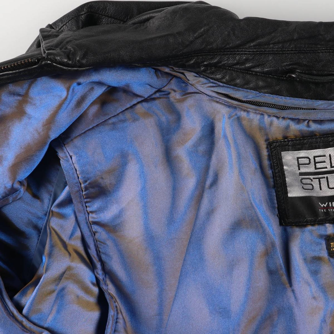 Wilsons Leather PELLE STUDIO Swing Top Padded Leather Blouson, Men's Size L genuine leather black type Vintage Second Hand