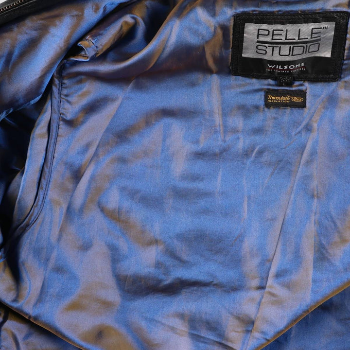 Wilsons Leather PELLE STUDIO Swing Top Padded Leather Blouson, Men's Size L genuine leather black type Vintage Second Hand