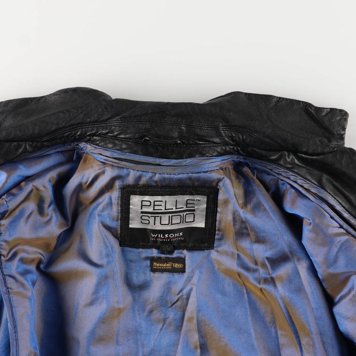 Wilsons Leather PELLE STUDIO Swing Top Padded Leather Blouson, Men's Size L genuine leather black type Vintage Second Hand