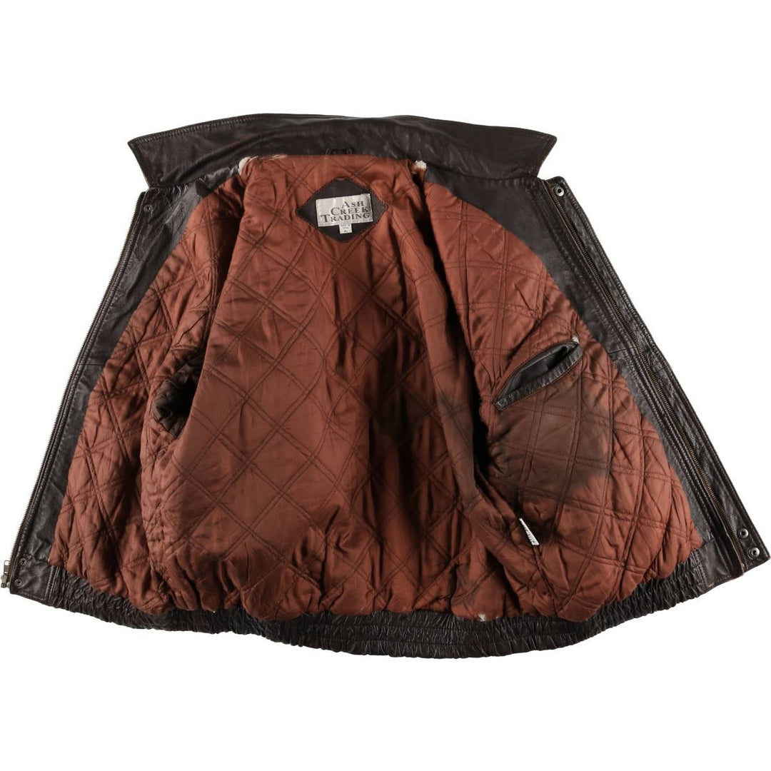 Ash Creek Trading Padded Leather Blouson, Men's XL genuine leather brown type Vintage Second Hand
