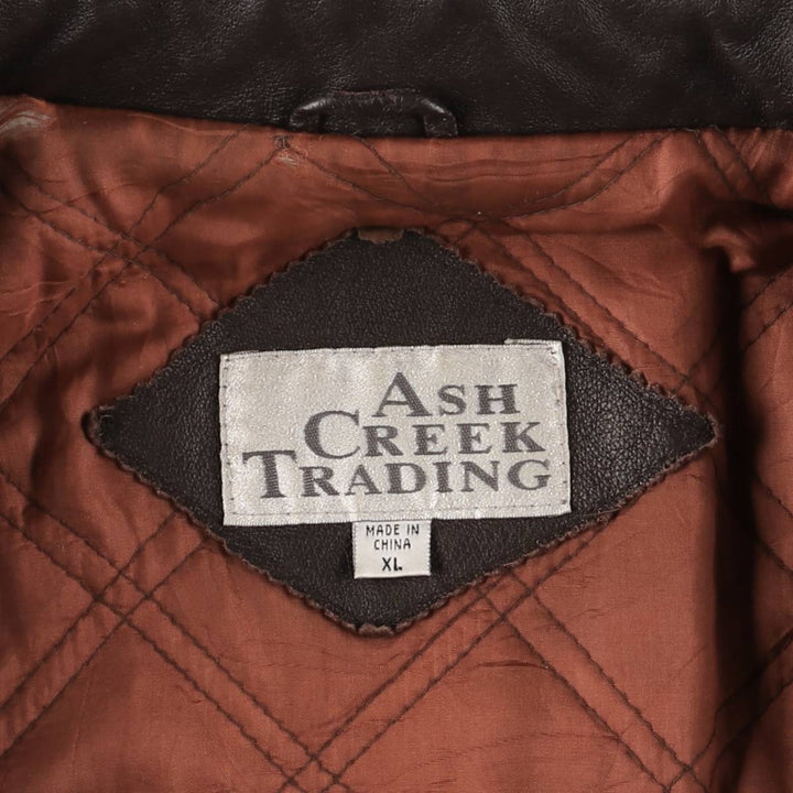 Ash Creek Trading Padded Leather Blouson, Men's XL genuine leather brown type Vintage Second Hand